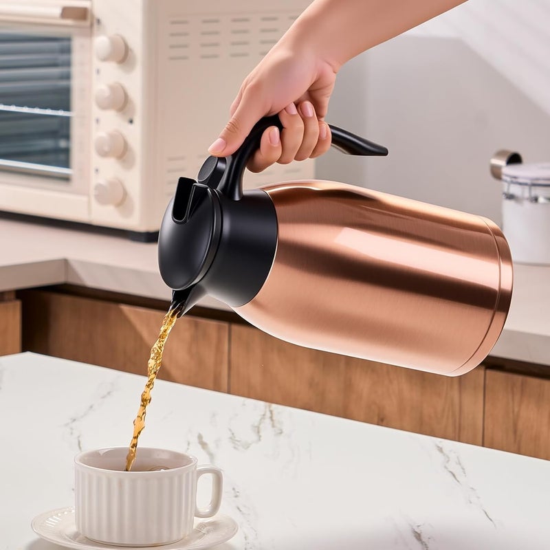 PARACITY 68oz Thermal Coffee Carafe Stainless Steel, Coffee Carafes for Keeping Hot, Double Walled Vacuum Insulated Coffee Urn for Coffee & Tea, Home & Office (Gold Brown) - Image 3